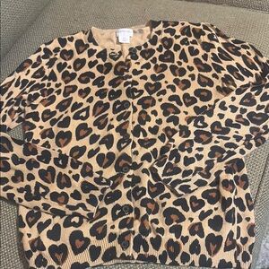 Crewcuts Tan and Black Leopard Cardigan girls’ size 10 EUC